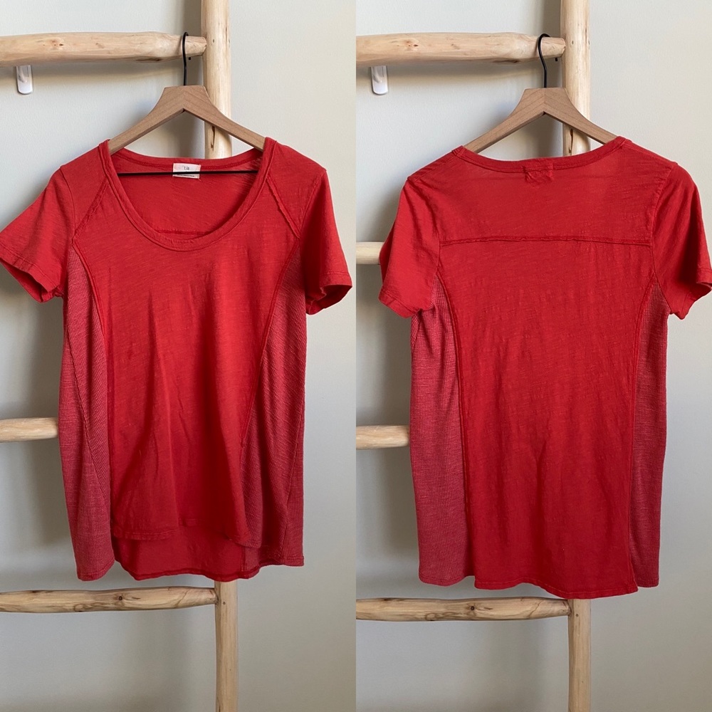 Anthropologie t.la Short Sleeve Mixed Knit Tee Sz Small